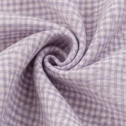 1 Yard Lavender & White Small Gingham Woven Linen Fabric for Apparel