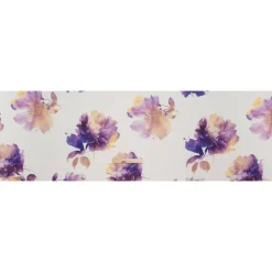 1 Yard Lilac Purple Golden Yellow Linen Fabric Medium Weight Wild Roses 58 inch Width
