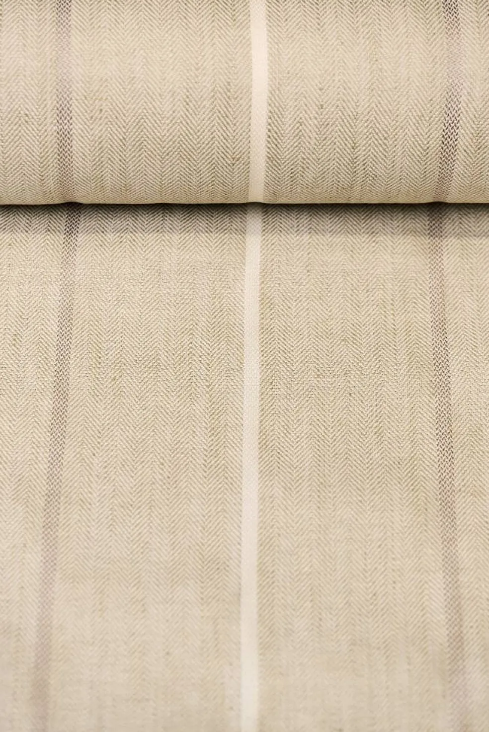 1 Yard Linen Novelty Herringbone Yarn Dyed Stripe Fabric 2 Tone Sage/Ivory Color 54" Width
