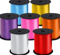 1000-Yard Metallic Holographic Curling Ribbon Spools (4-Pack) - 5mm Crimson, Emerald, Gold & Silver Balloon String for Holiday Gift Wrapping, Bouquets & Crafts