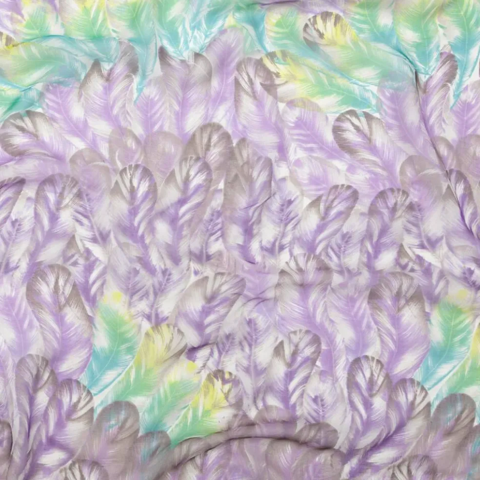 1 Yard Multicolor Spiced Feathers Silk Chiffon Luxury Sheer Fabric 51" Wide