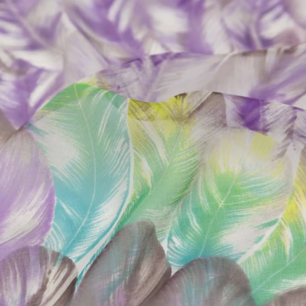 1 Yard Multicolor Spiced Feathers Silk Chiffon Luxury Sheer Fabric 51" Wide