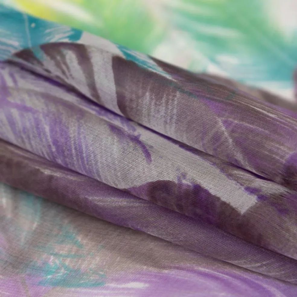 1 Yard Multicolor Spiced Feathers Silk Chiffon Luxury Sheer Fabric 51" Wide