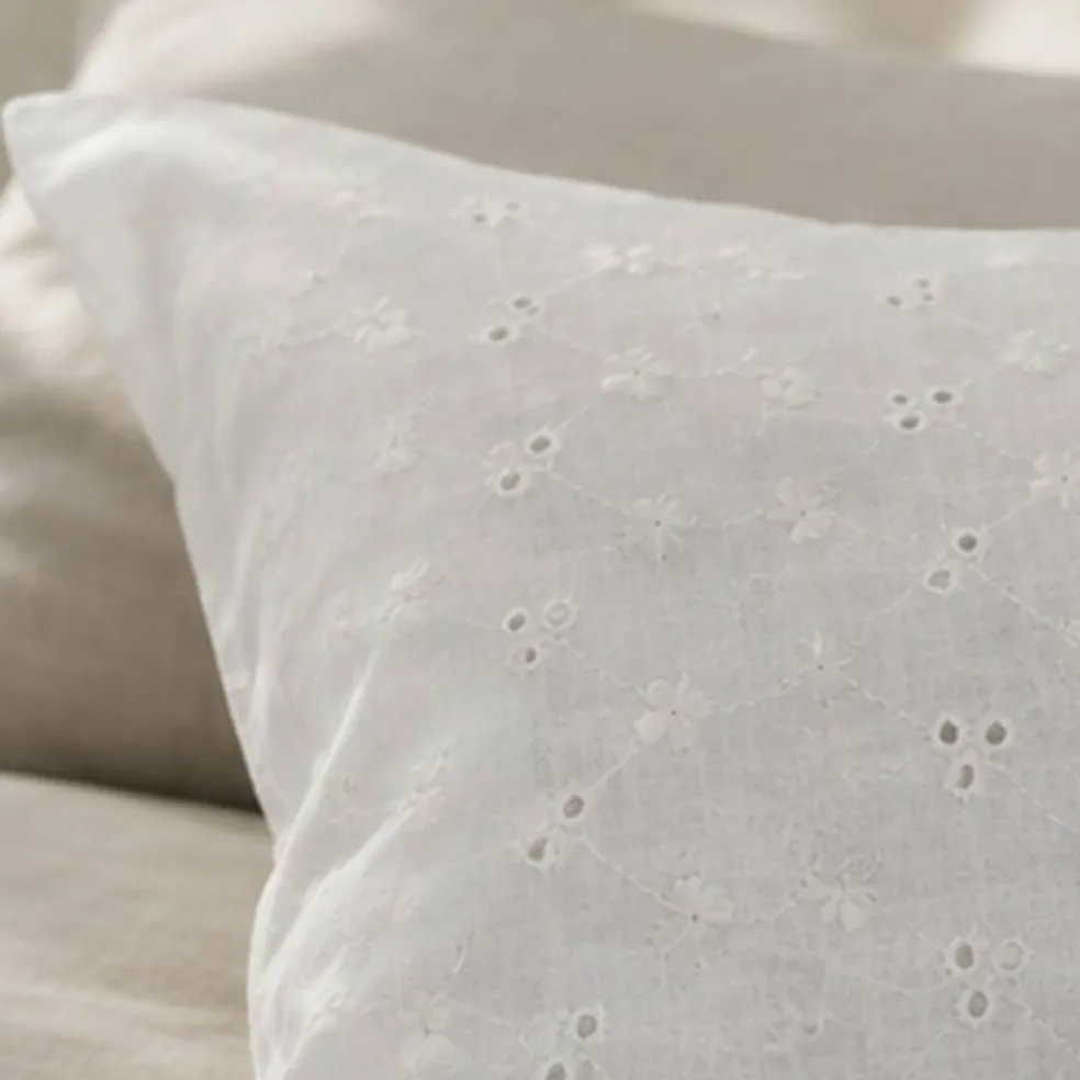 1 Yard Off White Linen Eyelet Embroidery Fabric Lightweight 58" Wide