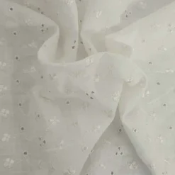 1 Yard Off White Linen Eyelet Embroidery Fabric Lightweight 58