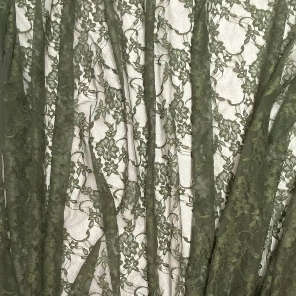 1 Yard Olive Stretch Sheer Floral Lace Fabric 58/60 Inches Wide