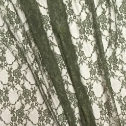 1 Yard Olive Stretch Sheer Floral Lace Fabric 58/60 Inches Wide