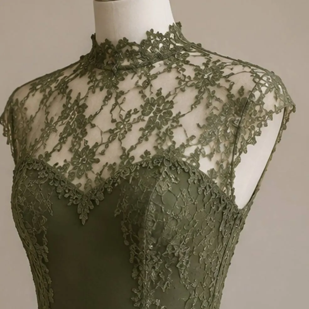 1 Yard Olive Stretch Sheer Floral Lace Fabric 58/60 Inches Wide