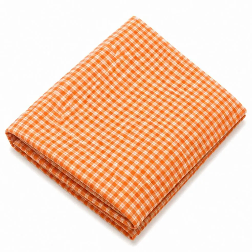 1 Yard Orange, Yellow and White Plaid Medium Weight Linen Woven