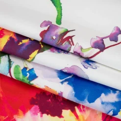1 Yard Painted Roses Border Stretch Polyester Scuba Knit Fabric Red Yellow Blue 60 inch Width
