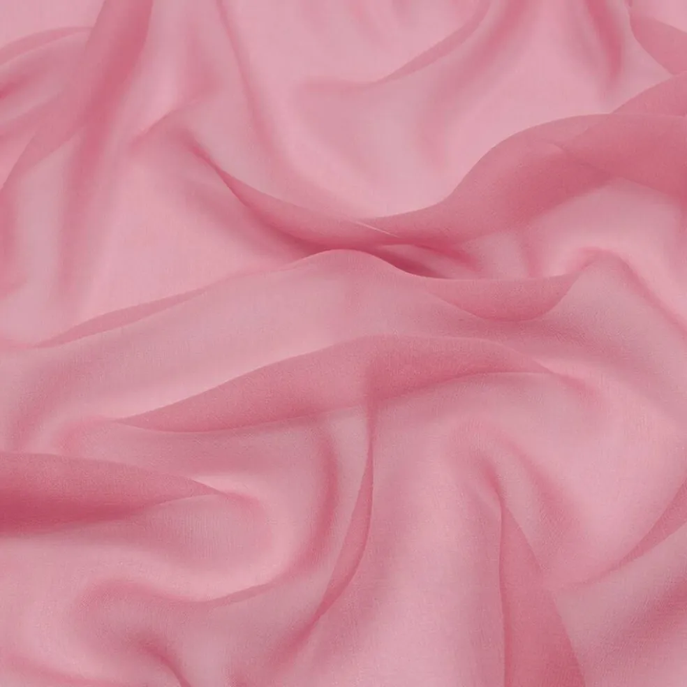 1 Yard Polignac Pink Silk Chiffon Premium Solid Sheer Lightweight Fabric 44 Inch Width