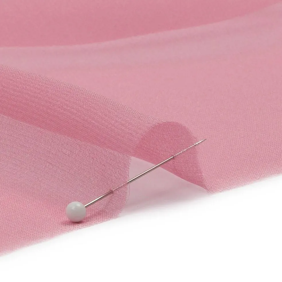 1 Yard Polignac Pink Silk Chiffon Premium Solid Sheer Lightweight Fabric 44 Inch Width