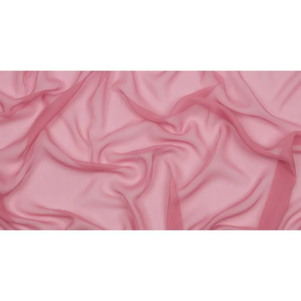 1 Yard Polignac Pink Silk Chiffon Premium Solid Sheer Lightweight Fabric 44 Inch Width