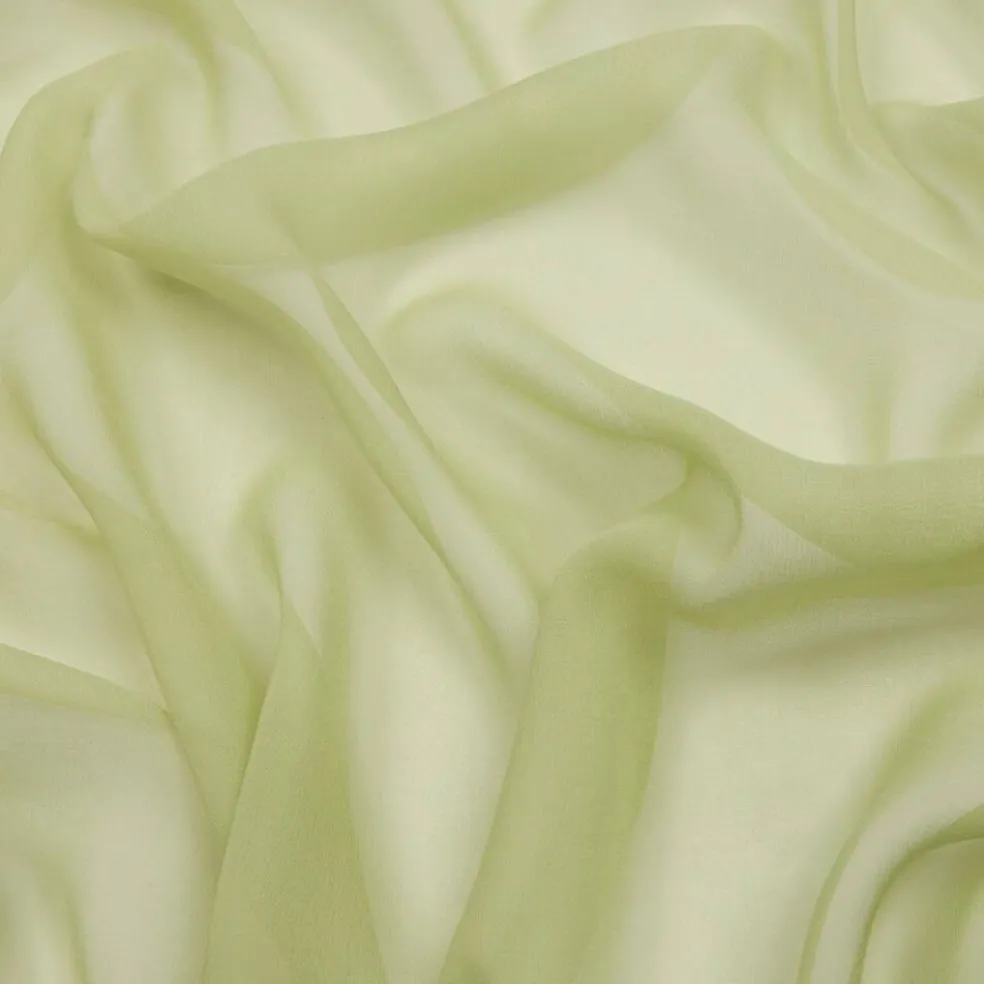 1 Yard Premium Silk Chiffon Fabric Sheer Lightweight Flowing Nile Green 54 Inch Width