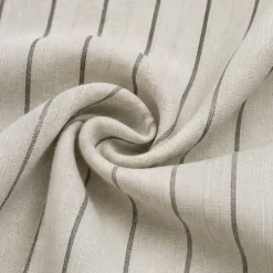 1 Yard Pure Linen Yarn Dyed Stripe Fabric Natural Ivory 58" Wide