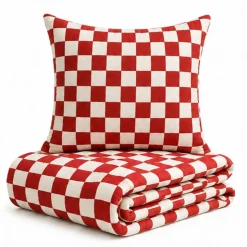 1 Yard Red Checkered Print Poly Cotton Fabric 59 or 60 Inch Wide