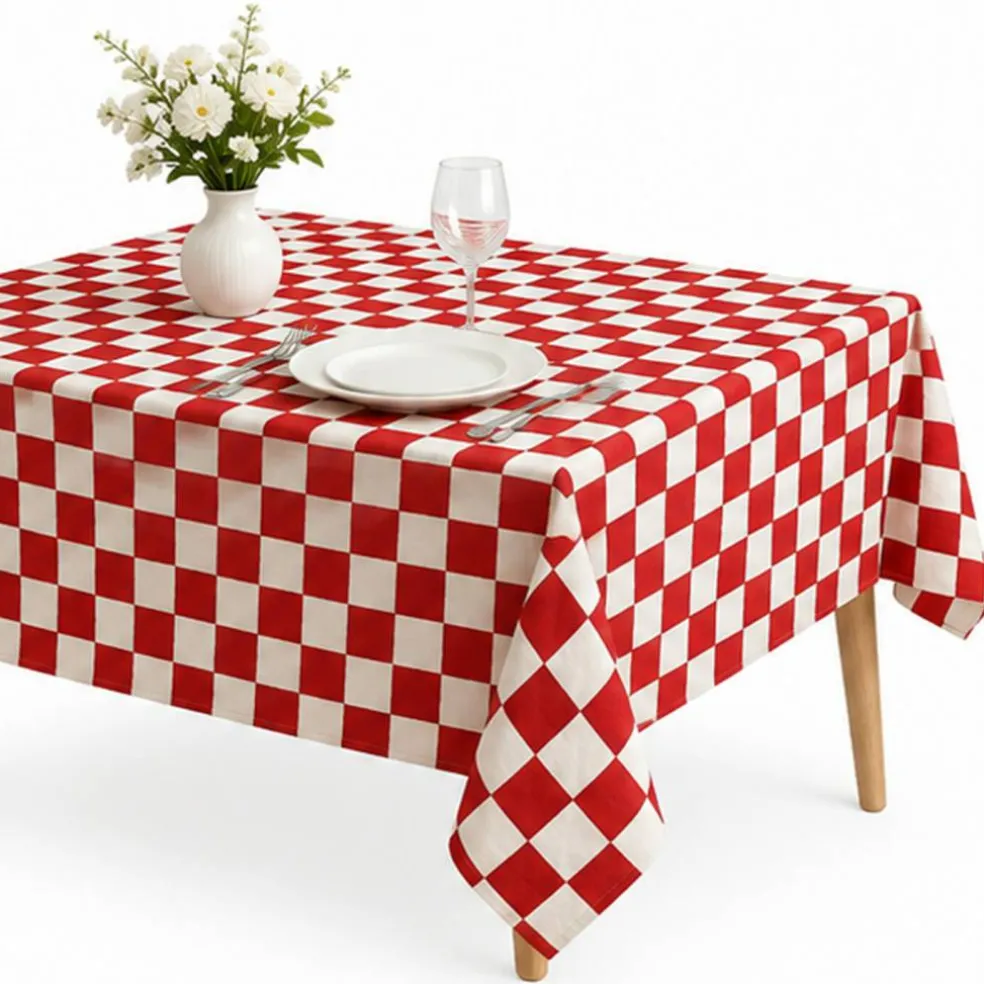 1 Yard Red Checkered Print Poly Cotton Fabric 59 or 60 Inch Wide