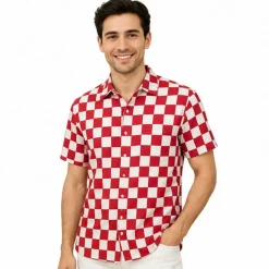 1 Yard Red Checkered Print Poly Cotton Fabric 59 or 60 Inch Wide