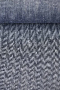 1 Yard Royal Linen Novelty Herringbone Yarn Dyed Fabric Midweight 54 Inch Width