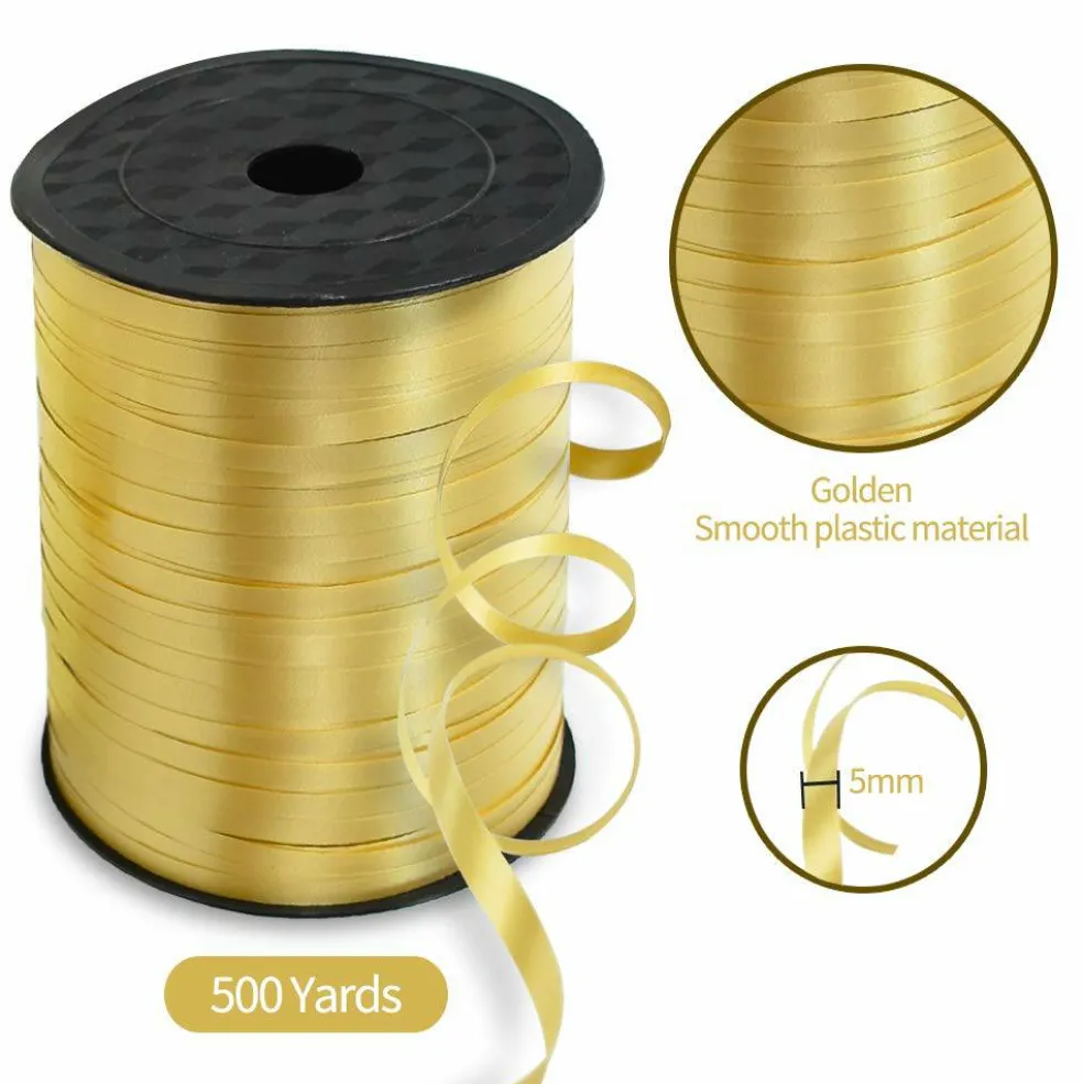 500 Yards Gold Curling Ribbon Balloon String Gift Wrapping Decor