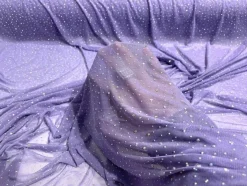 1 Yard Sheer Power Mesh With AB Rhinestones Stretch Fabric for Dancewear, Gowns & DIY