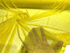 1 Yard Sheer Power Mesh With AB Rhinestones Stretch Fabric for Dancewear, Gowns & DIY
