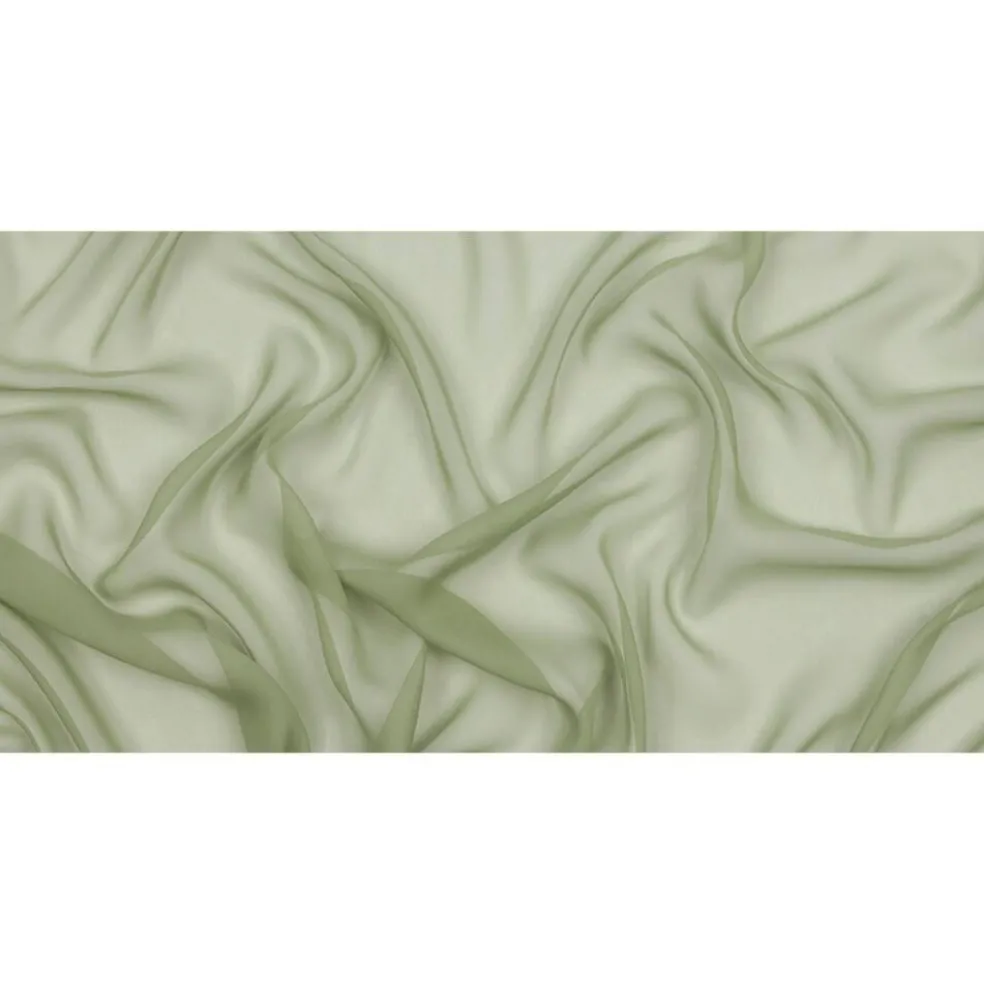 1 Yard Sheer Silk Chiffon Oil Green Premium Solid Lightweight 44 Inch Width