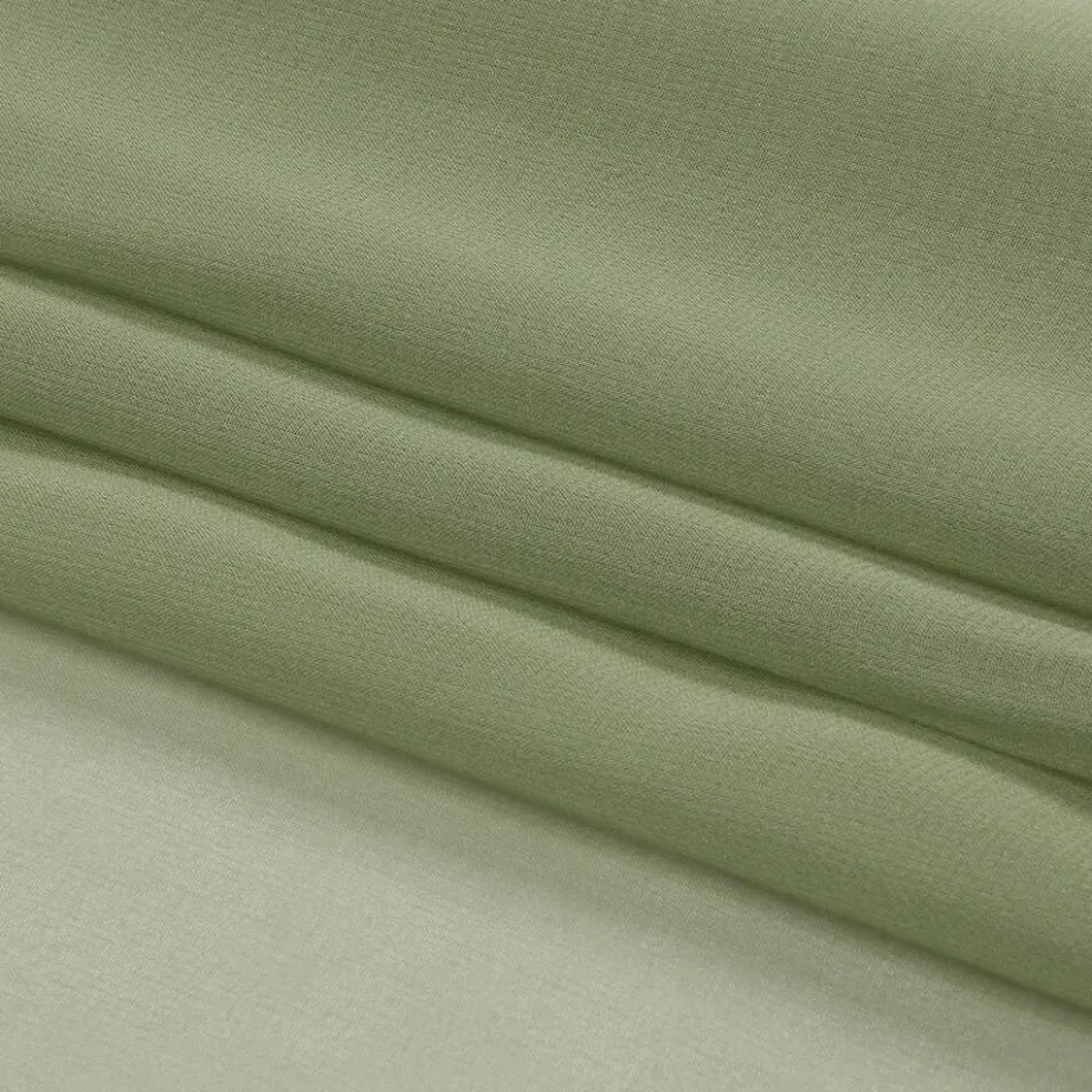 1 Yard Sheer Silk Chiffon Oil Green Premium Solid Lightweight 44 Inch Width