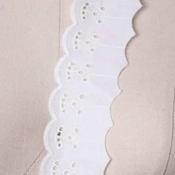 2 Yards Ivory Cotton Eyelet Lace Trim Scalloped Edge with Smiley Pattern