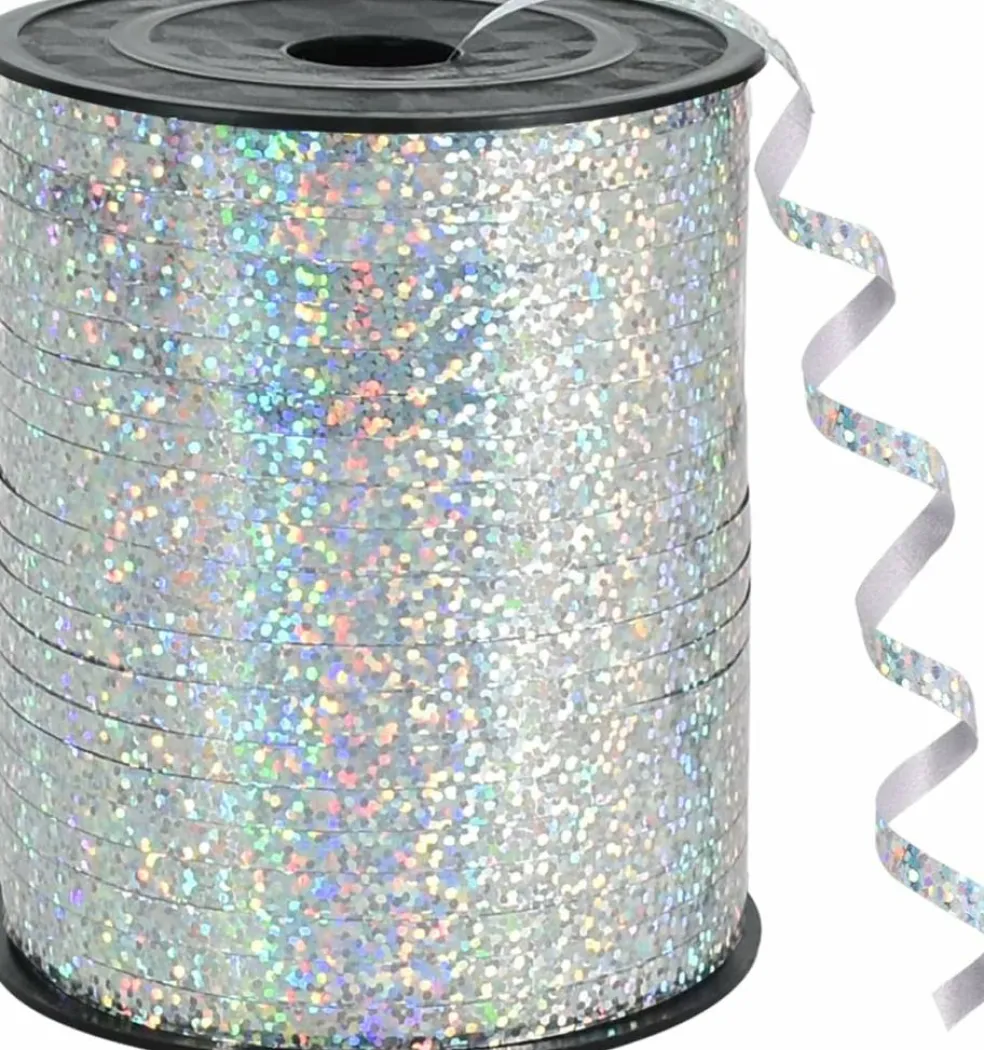 500 Yards Silver Ribbon Curling Crimped, Balloon String Shiny Metallic Roll for Gift Wrapping Ribbon(Silver)