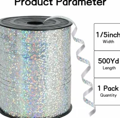 500 Yards Silver Ribbon Curling Crimped, Balloon String Shiny Metallic Roll for Gift Wrapping Ribbon(Silver)