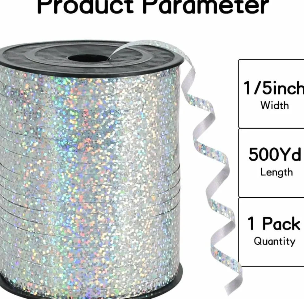 500 Yards Silver Ribbon Curling Crimped, Balloon String Shiny Metallic Roll for Gift Wrapping Ribbon(Silver)