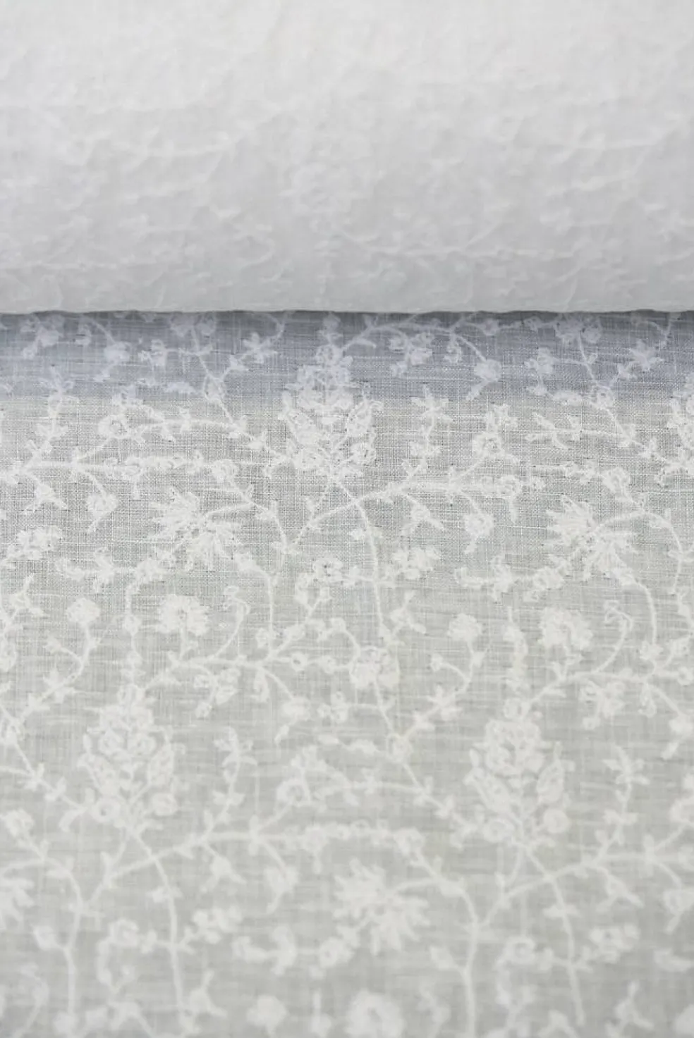 1 Yard White Dense Flower Embroidered Linen Craft Fabric 54 Wide