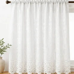 1 Yard White Medium Eyelet Double Border Fabric 41/42 Inches Wide