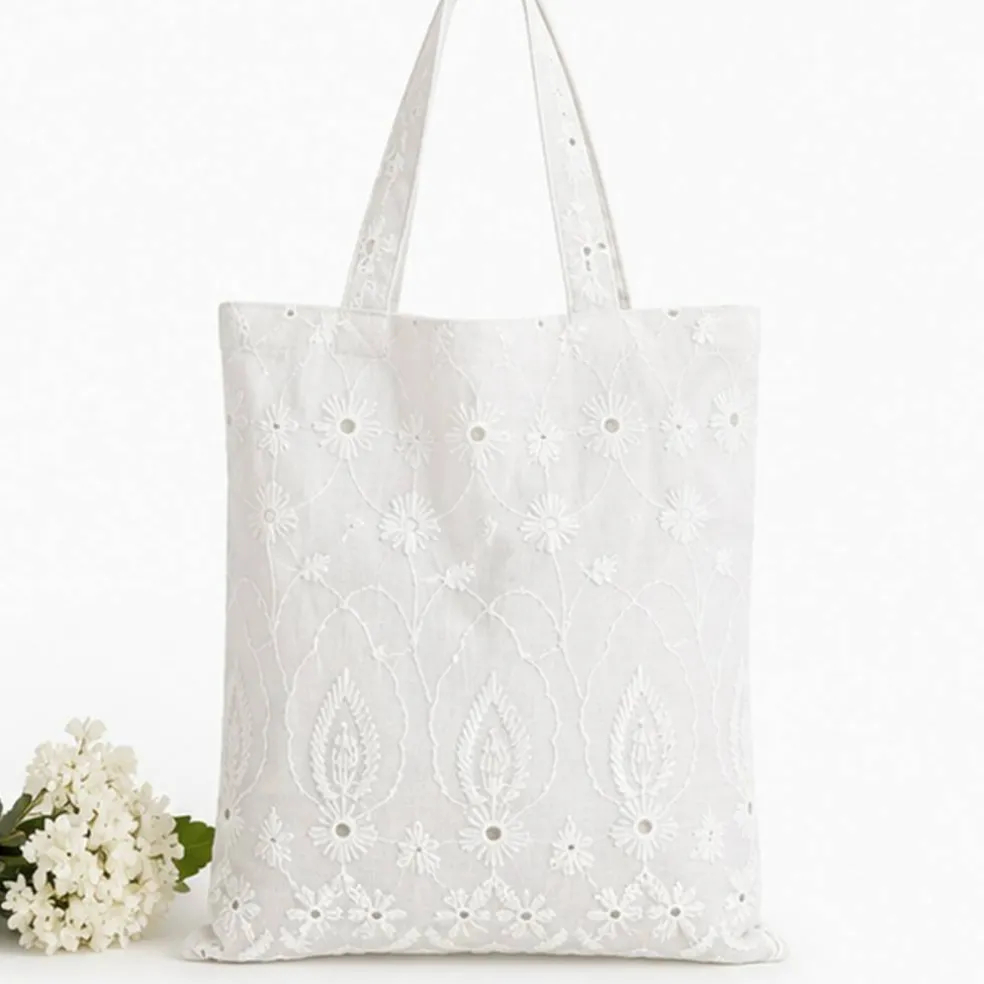 1 Yard White Medium Eyelet Double Border Fabric 41/42 Inches Wide