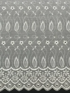 1 Yard White Medium Eyelet Double Border Fabric 41/42 Inches Wide