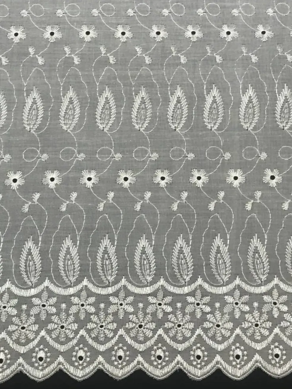 1 Yard White Medium Eyelet Double Border Fabric 41/42 Inches Wide