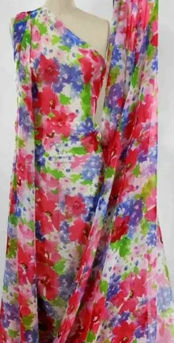 1 Yard White or Fuchsia or Purple Chiffon Fabric Lightweight Sheer Polyester for Apparel, Decor & Crafts 56/58" Wide