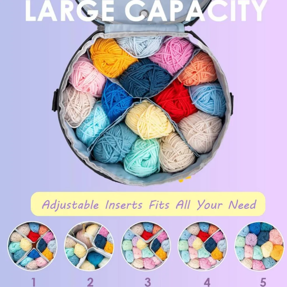 Yarn Bag Organizer, Expandable Crochet Bag