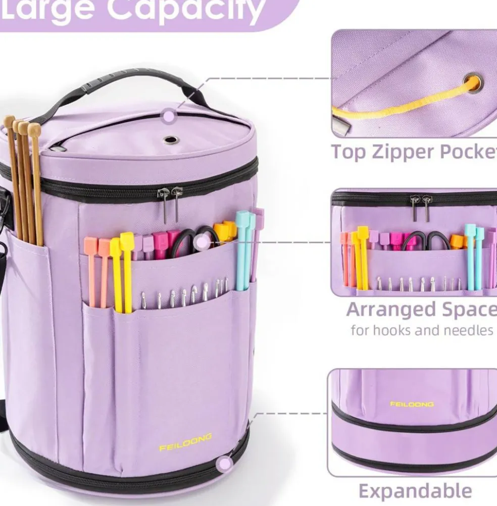 Yarn Bag Organizer, Expandable Crochet Bag