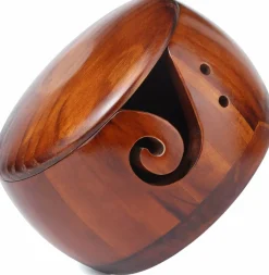 Yarn Bowl Knitting 7x5.1in Large Wood(Large Brown)