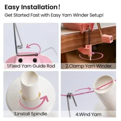 Yarn Winder, Ball Winder for Crocheting and Knitting, Ideal Gifts for Women's Day, Hand Operated Winder for Yarn Storage, Included Scissors and Storage Pouches