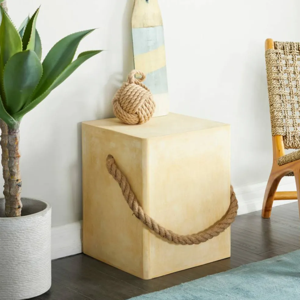 Yellow Contemporary Outdoor Accent Table, 15" x 15" x 18"