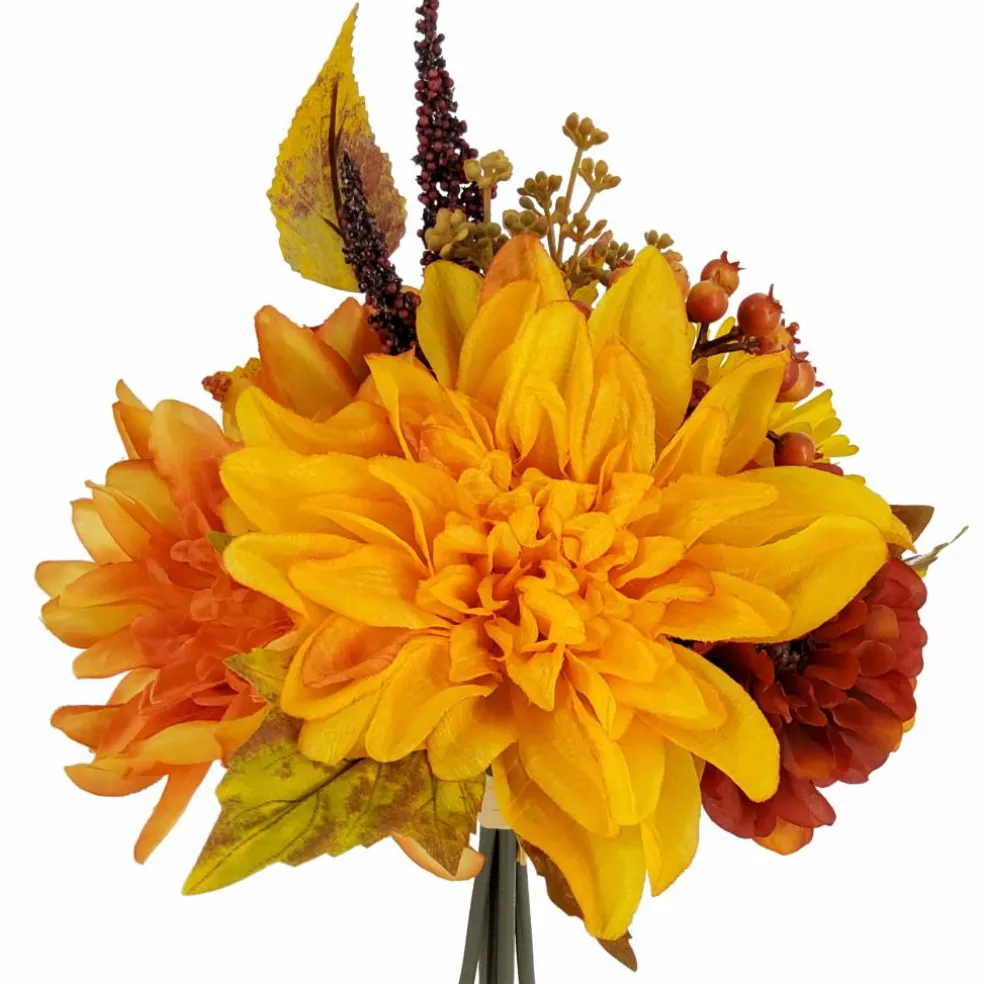 12" Yellow Dahlia & Leaf Bouquet by Ashland®