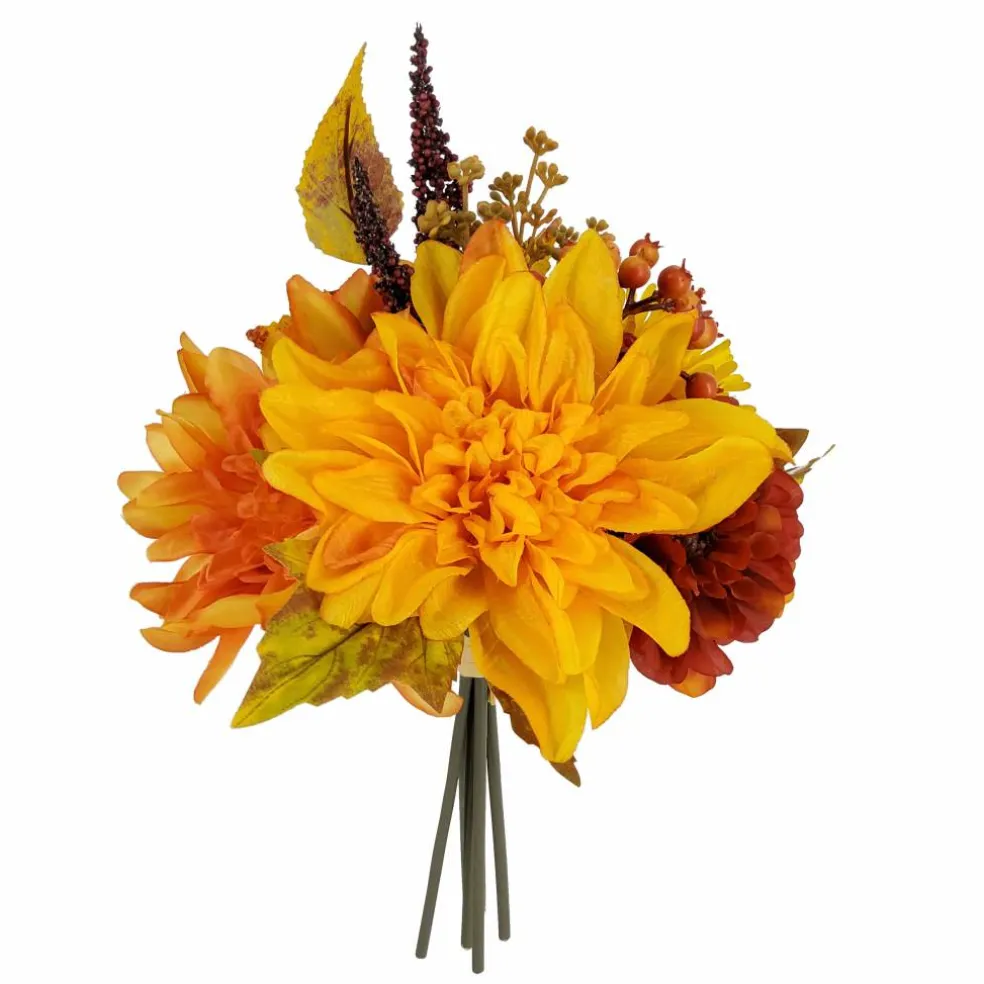 12" Yellow Dahlia & Leaf Bouquet by Ashland®