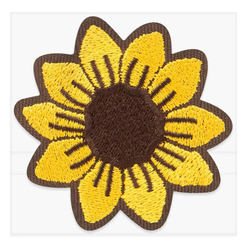 Yellow Embroidered Sunflower Iron-On & Adhesive Patch by Make Market®