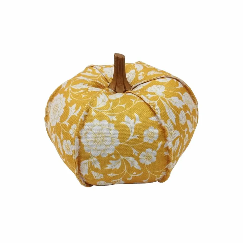 8" Yellow Floral Fabric Pumpkin Tabletop Décor by Ashland®