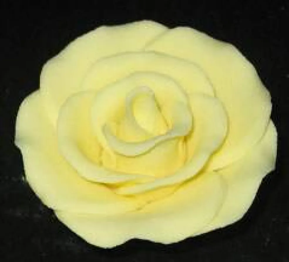 Yellow Large Gum Paste Roses 2 Inch Edible Cake Decorations – 2 Count