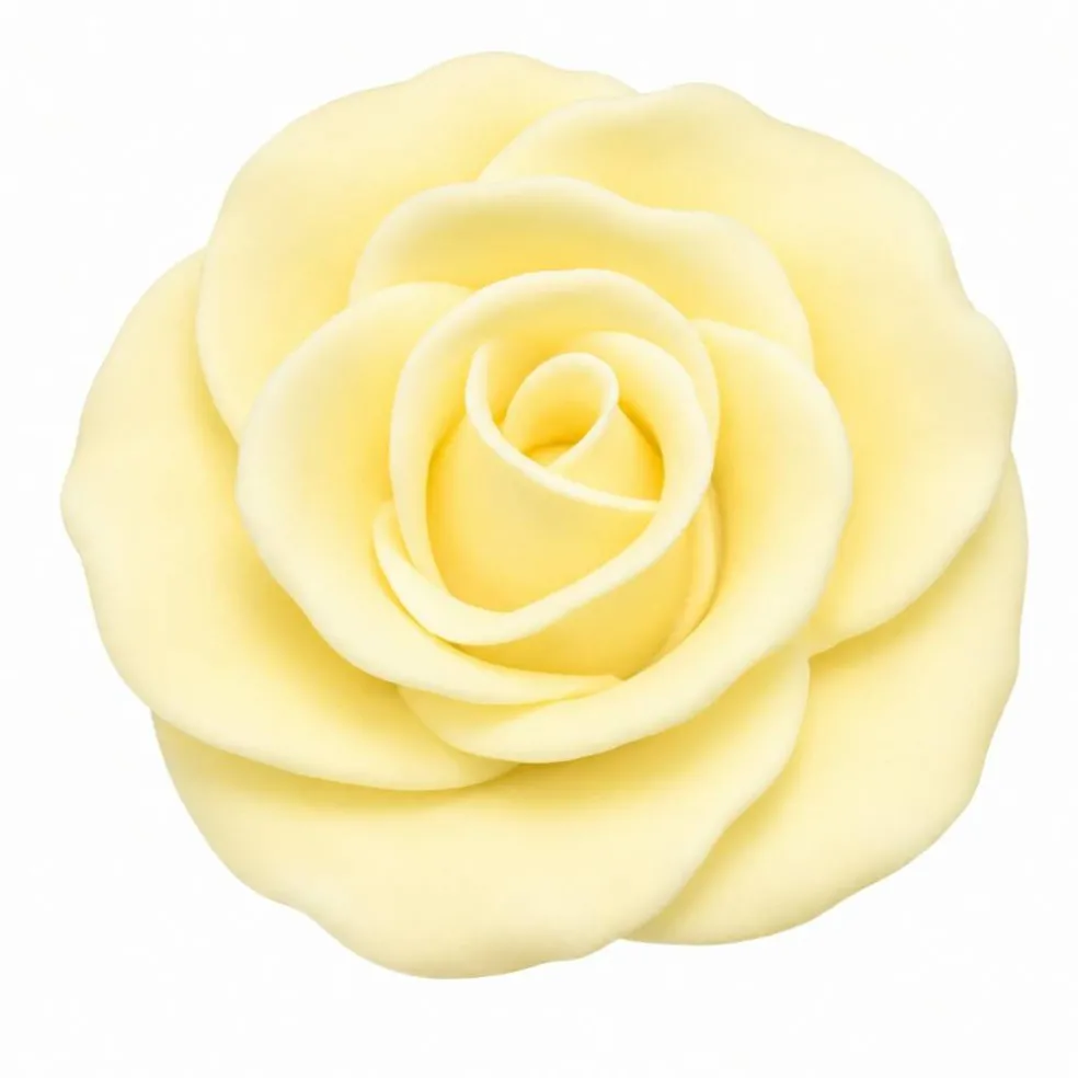 Yellow Large Gum Paste Roses 2 Inch Edible Cake Decorations – 2 Count