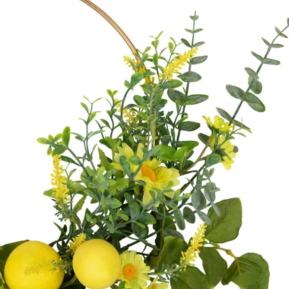 22" Yellow Lemon & Daisy Springtime Half Wreath